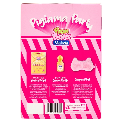 Malizia Bon Bons Pigiama Party Maschera Viso Shining 25mL + Eau de Toilette Creamy Vanilla 50 mL
